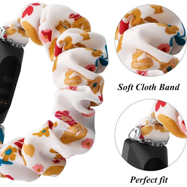 Scrunchies kompatibla med Fitbit Inspire 2 band/Inspire HR-band/Inspire, kvinnor mjukt elastiskt tygmönster printed tygarmband Ersättning för