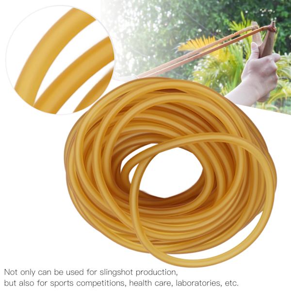 Latex Gummiband Gul Hög Elastisk Naturligt Gummirör för Slungor Gör Fitnessövningar Utomhusjakt 10 Meter