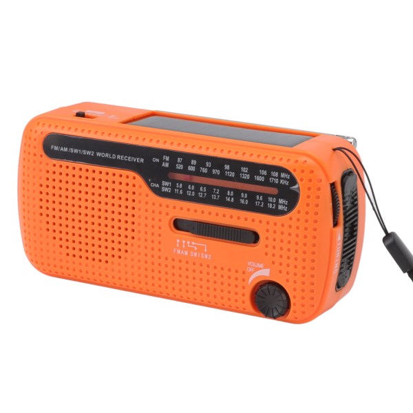 Handvevsradio AM FM SW1 SW2 Solar nödväderradio wit