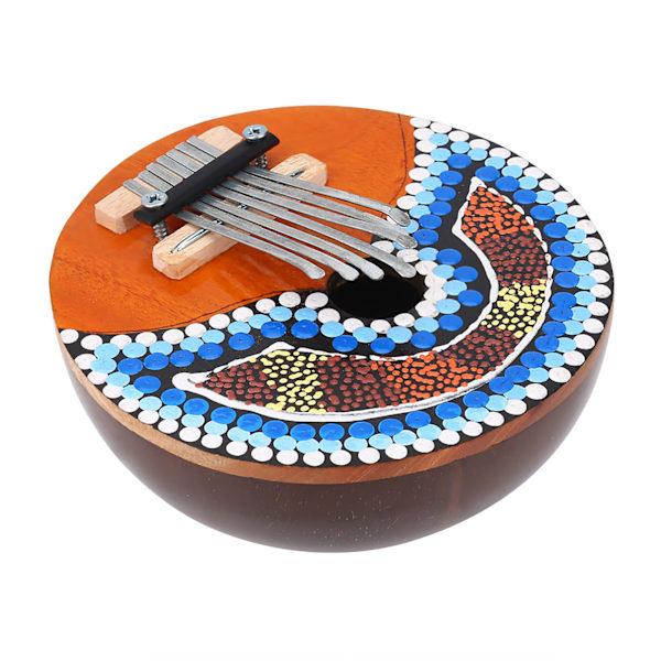 7 Tangenter Stembar Mbira i Kokosnøddeskal - Bærbar Tommelfingerklaver Musikinstrument