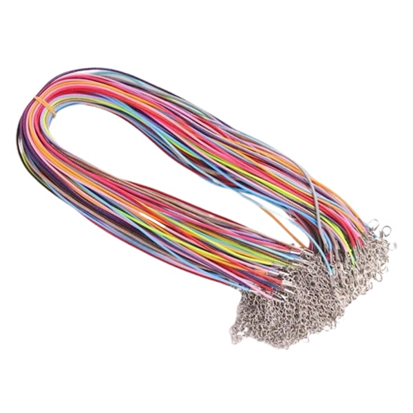Vaxad Halsband Armband Snöre Med Justerbar Längd Och Karbinhake, Blandade Färger Vaxläder Halsband Snöre För Smyckestillverkning
