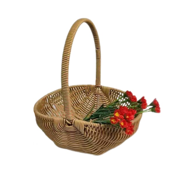 27*23*17cm Fletkurv til påskeblomster med håndtag Flettet opbevaringskurv til boligindretning til bryllup