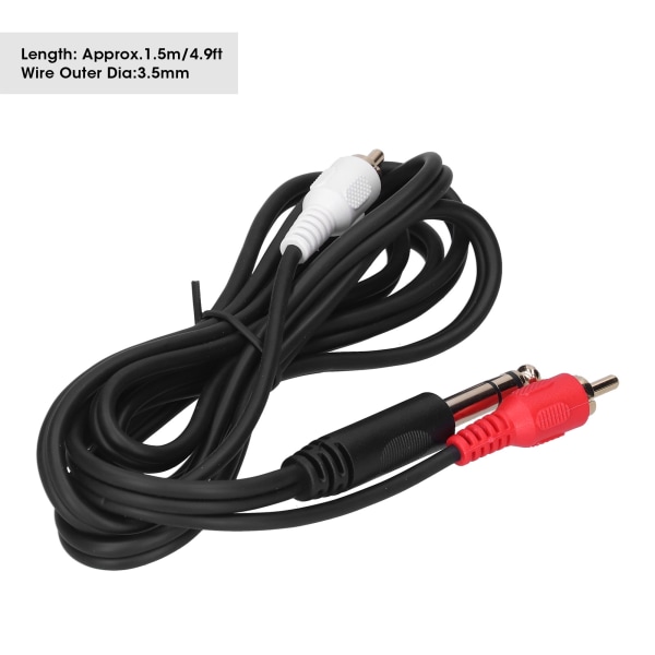 1,5M/4,9ft 6,35mm forgyldt stik han til dobbelt RCA han lydkabel stik ledning