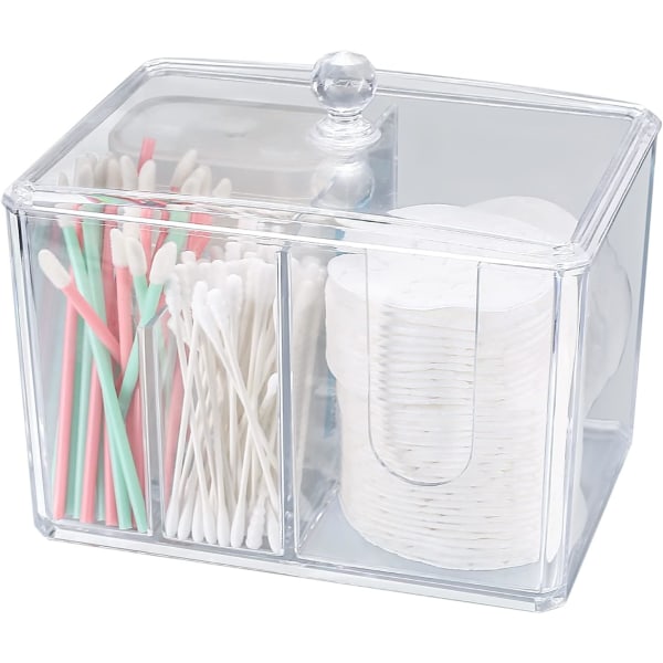 Cotton Swab Box, Acrylic Cotton Swab Dispenser Holders, Acrylic Storage Box with Lids for Cotton Pad Organizer, Makeup Cosmetic, Bathroom