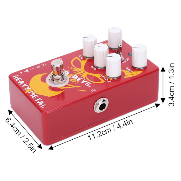 Distortion gitarrpedal Röd Djävul Tungmetall Toneffekt Elektrisk Processor 9V DC