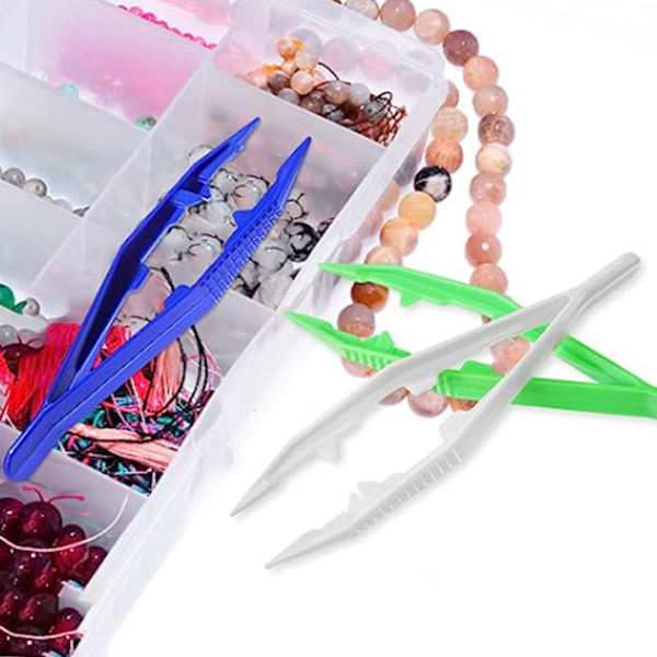 20 stk Perlepinsett Multipurpose DIY Sklisikker Lett Holdbar Plastpinsett for Perleprosjekter Håndverk