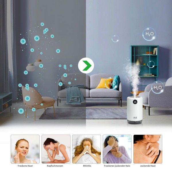 Ultratyst Mini Luftfuktare För Hem, Kontor Eller Bil, Genomträngande Sval Dimma, LED-Luftfuktare, Lindrar Nervositet, Lugnar Torr Hud, Automatisk Avstängning