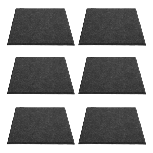6 stk. Akustisk absorptionspanel Fortykket Reducer Reverb Lydisolerende Polstring Absorber (Sort)