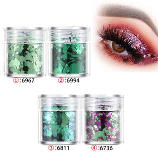 Glitter 4 flasker med blandet farge ansikt kropp øye hår negl