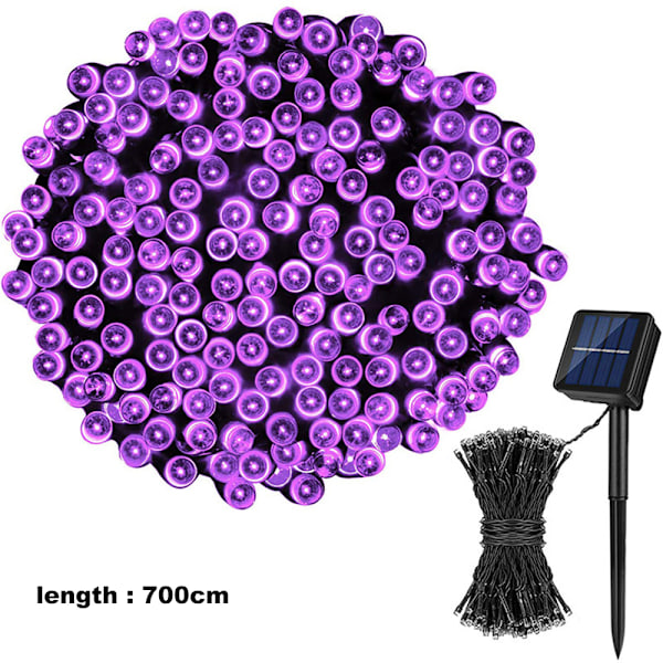 2-pak utendørs solcellelyssnor, 100 LED-er 8 lysmoduser