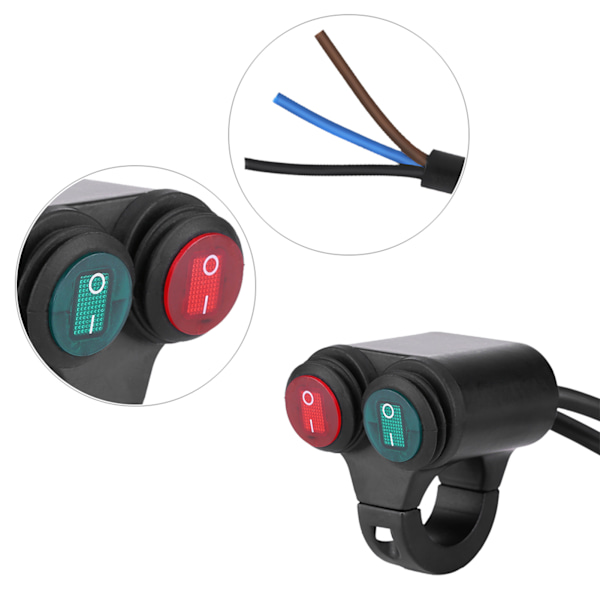 22mm Universal Motorsykkel Styre Hodelykt Bremse Tåkelys Horn Dobbel Knapp Bryter Modell D