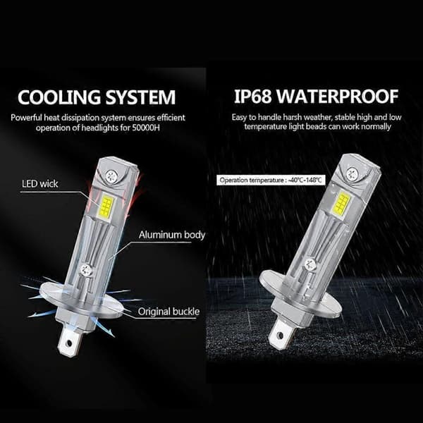 GETIT 2 stk H1 LED frontlyspære høyeffekts tåkelys 6500K 12V LED-lys kompatible med bilfrontlykter kjørelys