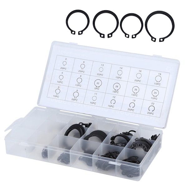 300 st 2-32 mm E-klämma Snap Circlip Kit Externt Hållring Sortiment Set