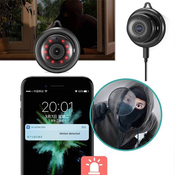 Home Watchdog, Mini Trådlös Övervakningskamera med 1080P Hög Definition, Perfekt för Dold Övervakning i Ditt Hem och Kontor