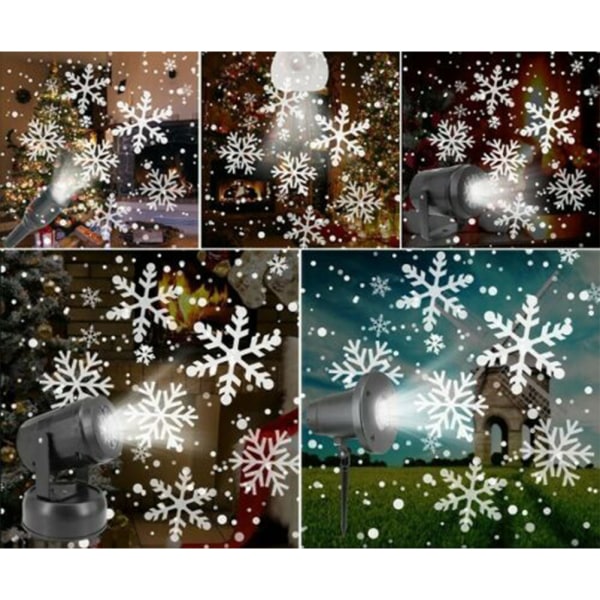 Vit Blizzard Projektor Automatisk Rotation Snöflinga Projektion