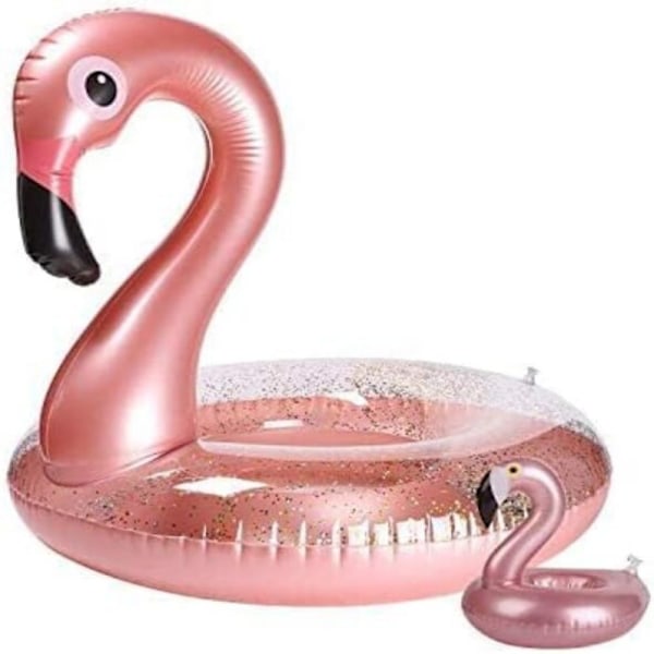 Uppblåsbar Poolflotte, Flamingo Pool Float med Tjockt Slitstarkt Material Lätt att Blåsa Upp, Pool Lounger Vattenleksak för Sommarbadfester