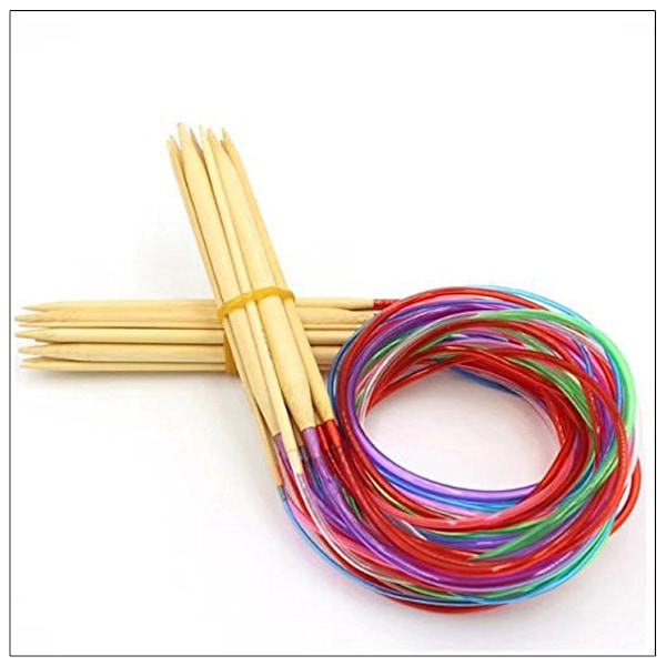 Flexibla stickor, cirkulära stickor i bambu för gör-det-själv-projekt, slät bambu, lättglidande kabel, idealisk för att skapa afghaner,