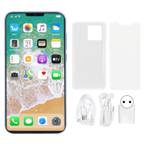 Låst op smartphone blå 6in 4GB RAM 32GB ROM ansigtsgenkendelse mobiltelefon til Android 11 100‑240V
