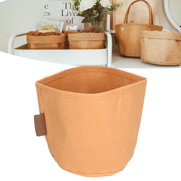 Kraftpapirpose med vaskbar retro multifunksjonell resirkulerbar oppbevaringspose for hjem, fest, bryllup (14x14cm)