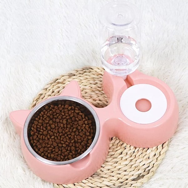 Upphöjda Hundskålar, Rosa PP-material Automatisk USB Vattendispenser, Gravitationsvattendispenser för Husdjursskål, Giftfri Fallbeständig Design