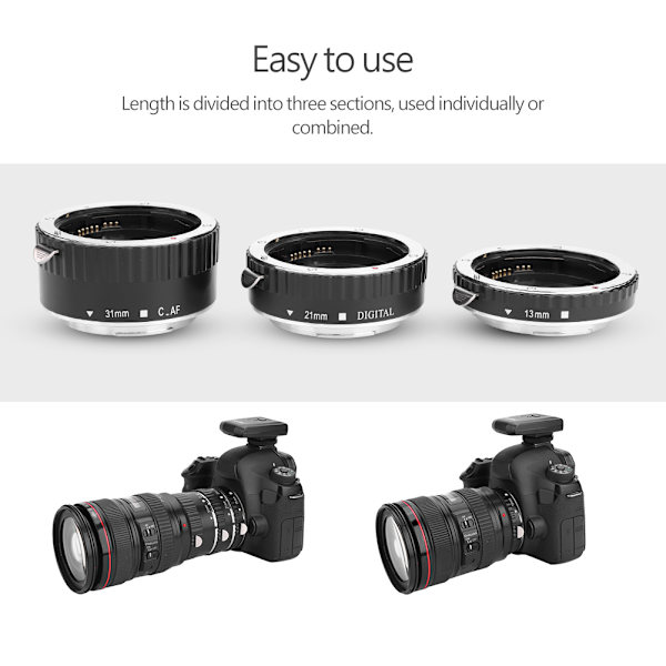 Makrojatkeputkisarja Canon DSLR -kiinnitykseen