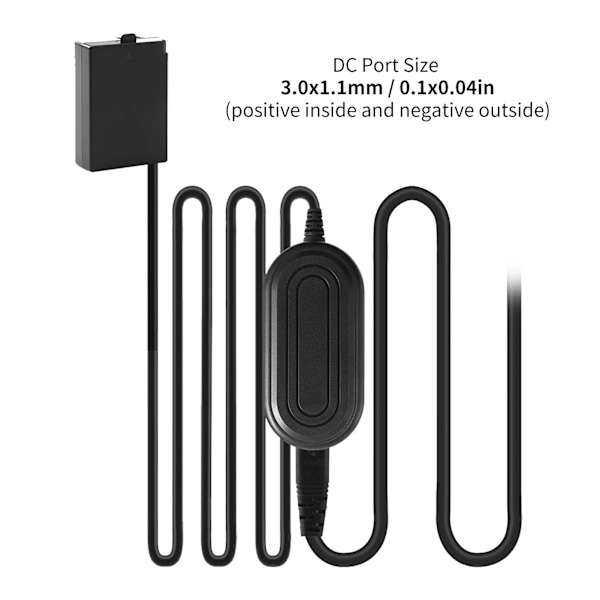 AC-strømadapter DC-kobler LPE10 fuldt dekodet dummy-batterikit til Canon 1100D 1200D 1300D 1500D 100240V (EU-stik 100240V)