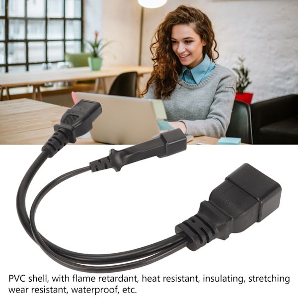 IEC320 C13 och EU-kontakt till IEC320 C20 strömkabel IEC320 C13 och EU-hona till IEC320 C20 Y-splitter strömkabel 12.6 tum
