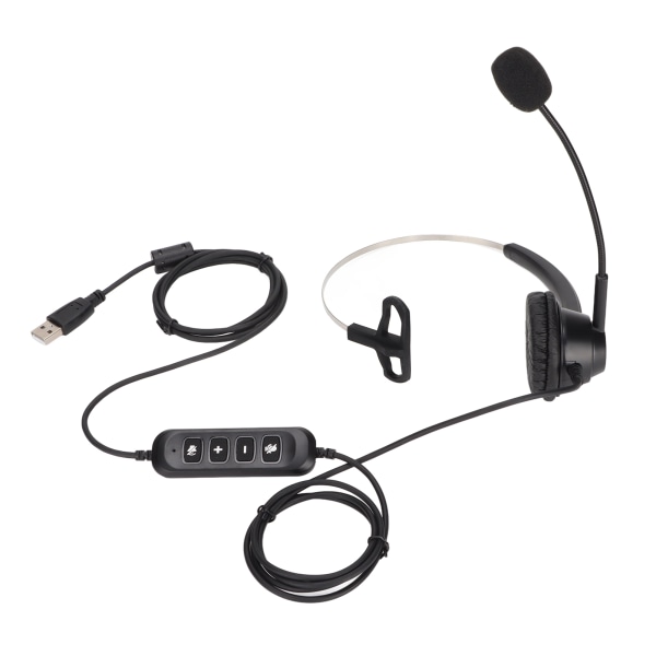 H360‑USB‑3 Telefon Headset Svart Volumjustering Dempe Enkeltøret Øretelefon med USB-kontakt for Call Center