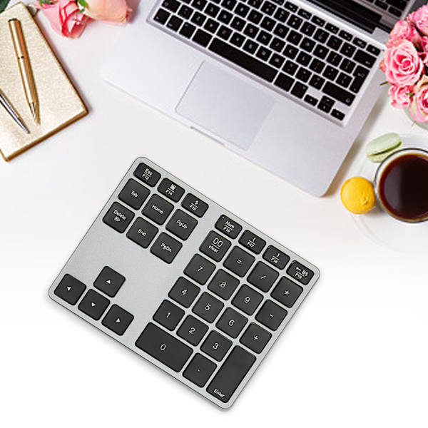 Trådløst talltastatur 35 taster Scissor Switch BT5.0 Aluminium Alloy Case Numerisk tastatur for stasjonær bærbar PC nettbrett