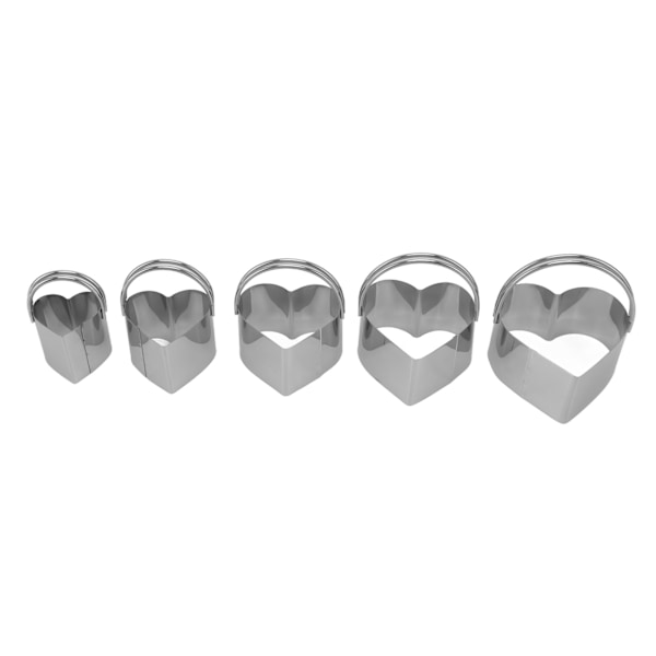 5 stk. kakeformsett med håndtak i rustfritt stål for baking og matlaging Alentine Day