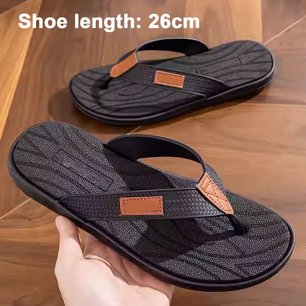 Sandaler för män, flip-flops, tåsandaler långvariga bekväma tofflor på stranden black 42（偏小一码）