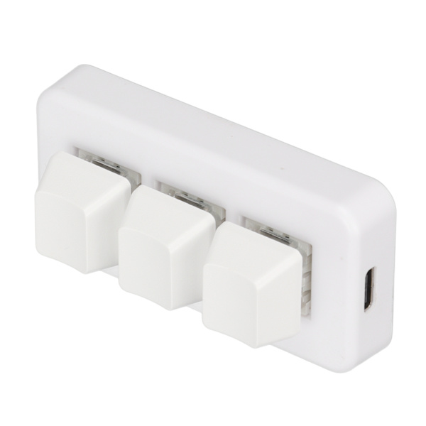 3-näppäiminen näppäimistö RGB-taustavalaistuksella, 3 näppäintä, USB-liitäntä, Mini-mekaaninen ohjelmoitava Plug and Play -makronäppäimistö tietokoneelle, valkoinen