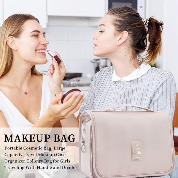 Toalettväska Multifunktionell Kosmetisk Väska Bärbar Makeup Väska Researrangör Väska för Kvinnor Flickor