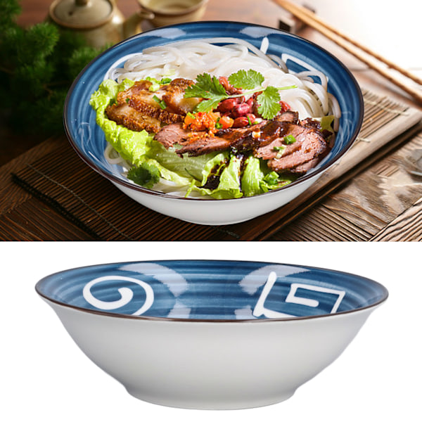 Blå och vit mönsterdesign, ramen-skålar i japansk stil för en touch av tradition i din matsal (ljusa färger med unika blåvita mönster)