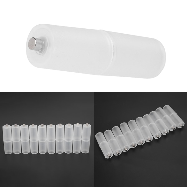 10 stk. AAA til AA størrelse cellebatteri konverteradapter batterier holder etui switcher transparent