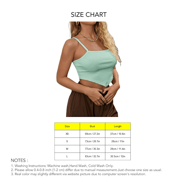 Slim Fit Kort Tank Top Dam Elegant Trendig Enfärgad Asymmetrisk Fåll Ärmlös Tröja för Fest Mintgrön XS