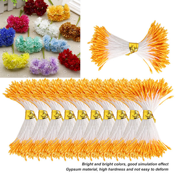 900 stk kunstig pollen gips oransje farge dobbel ende simulering bukett lage tilbehør (1 mm (14 #))