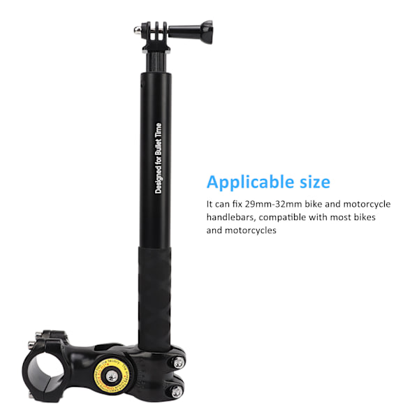 PULUZ Cykelstyre Kameraklämma Rör Kamerahållare Fäste Motorcykelskyddsstångsfäste med Selfiesticka