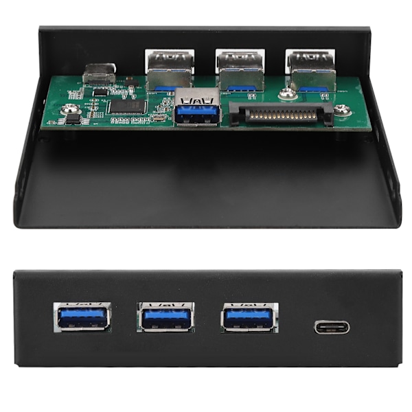 3-porttinen USB3.0 + 1-porttinen USB3.1 tyypin C -liitäntälaajennuskorttipaneeli, musta