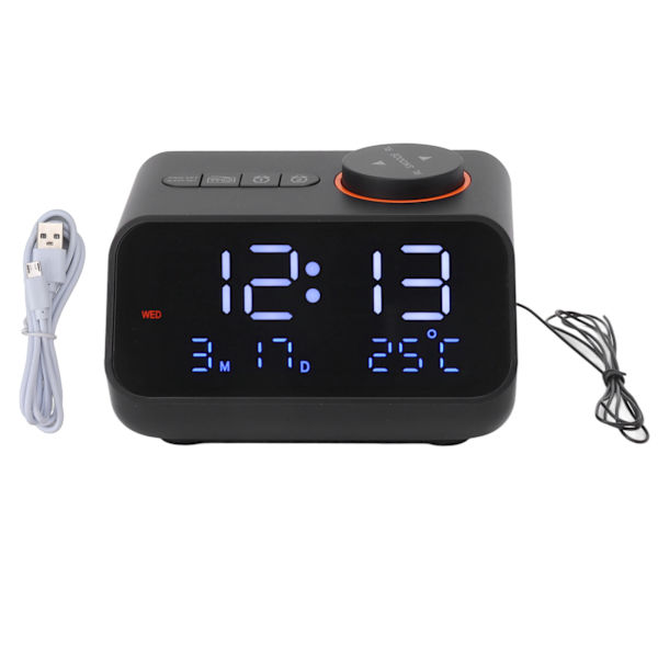 Växande väckarklocka radio LED digital väckarklocka med FM-radio musik temperatur fuktighet display för hem sovrum skrivbord kontor