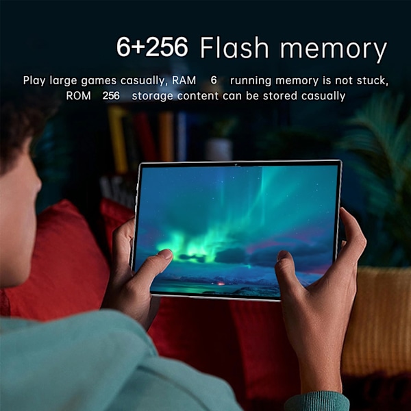 10 Tum Tablet Blå 1200x1920 FHD 6GB RAM 256GB ROM 2.0GHz Octa Core 13Mp Kamera 7000mAh 5G WiFi Kontorstablet 100‑240V EU-kontakt Blå
