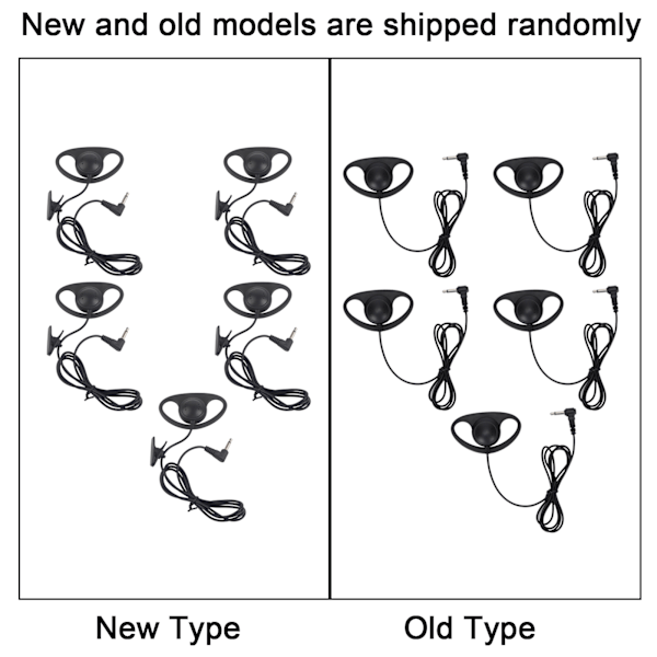 5PCS 3,5 mm Jack d-formet øretelefon for toveisradioer Walkie Talkie