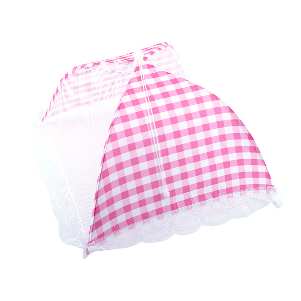 Sammenleggbar matparaplydeksel Pop Up Dome Mesh Fly Wasp Insektnett BBQ Kjøkken Rosa