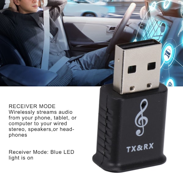Bluetooth 5.0 -lähetin ja vastaanotin 2-in-1 Langaton Bluetooth 5.0 -lähetin ja vastaanotin TV:lle, tietokoneelle ja autolle