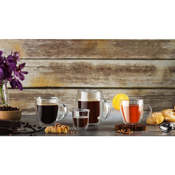 Utsökta Dubbelväggsisolerade Espressokoppar, Elegant Presentförpackning, Borosilikatglas Set För Två, Värme- och Kondensresistent, Lättviktsdesign