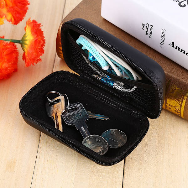 Mini EVA Earphone Kabelpose Hard Opladning USB Kabel Etui Beskyttende Organizer Box Sort