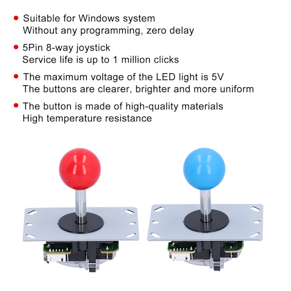 Arcade Spel DIY-Delar Kit Joystick Tillbehör LED Arcade Knappar för PC-Spel 5V2 Spelare Elektropläterad Joystick