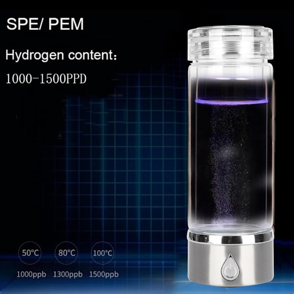 380ml vätevattenflaska generator SPE-teknik USB uppladdningsbar bärbar väterik vattenkopp