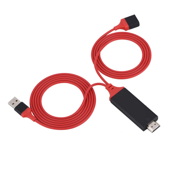 3 farver telefon til HDMI-kabel til IOS-grænseflade Digital AV-adapter 1080P Plug Play til IOS Android Rød
