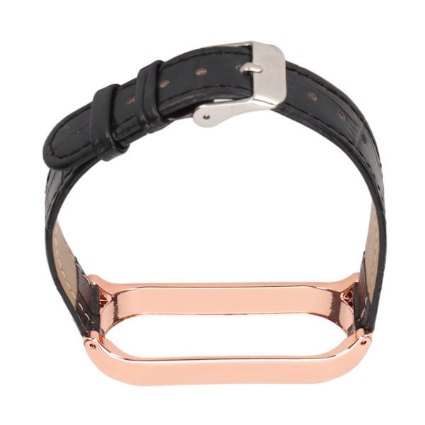 Hurtigudløselig læderurrem Bambusmønster urrem håndled Smartwatch rem udskiftning til Xiaomi Mi Band 6 5 NFC